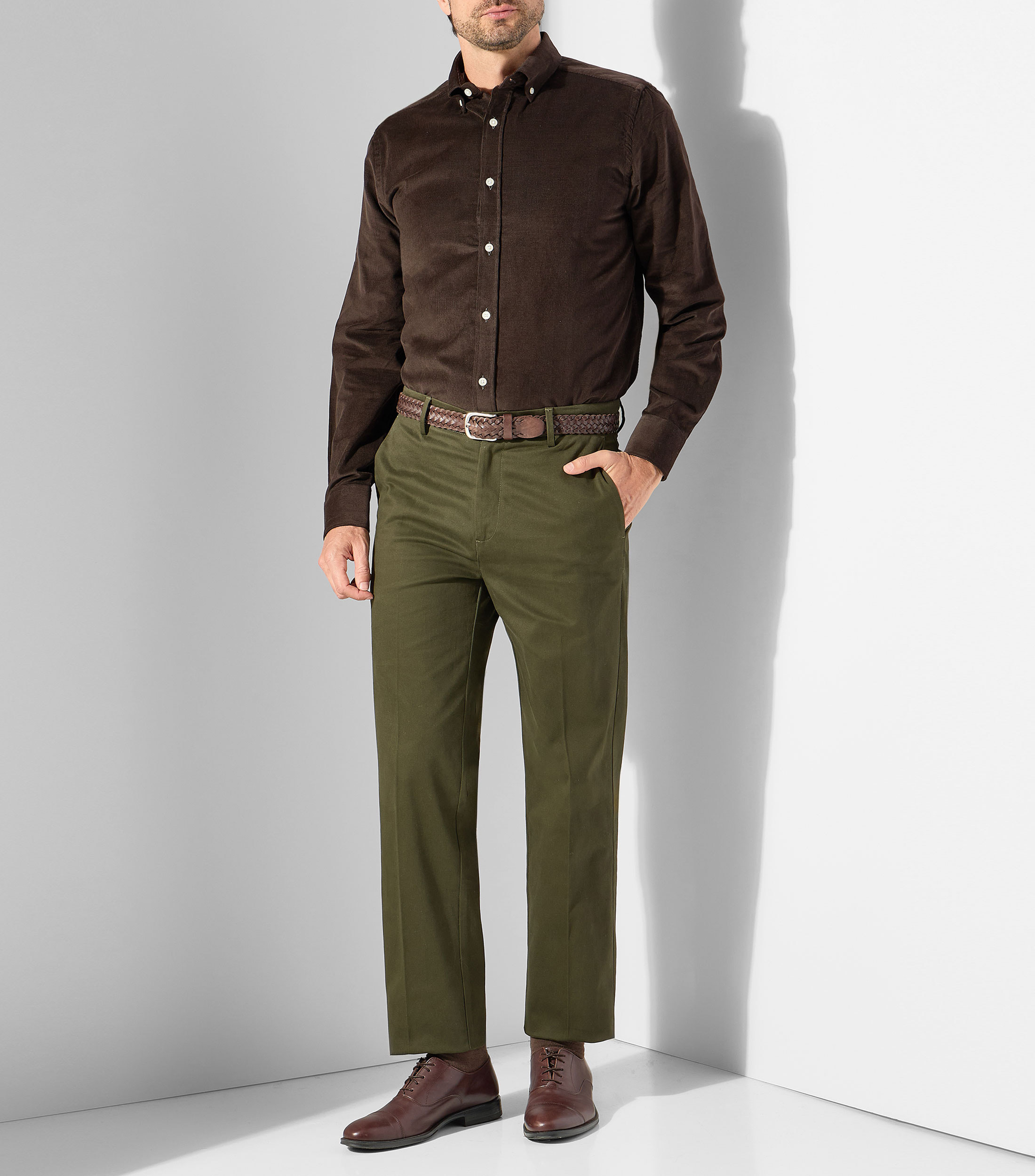 Camisa lisa manga larga Hombre